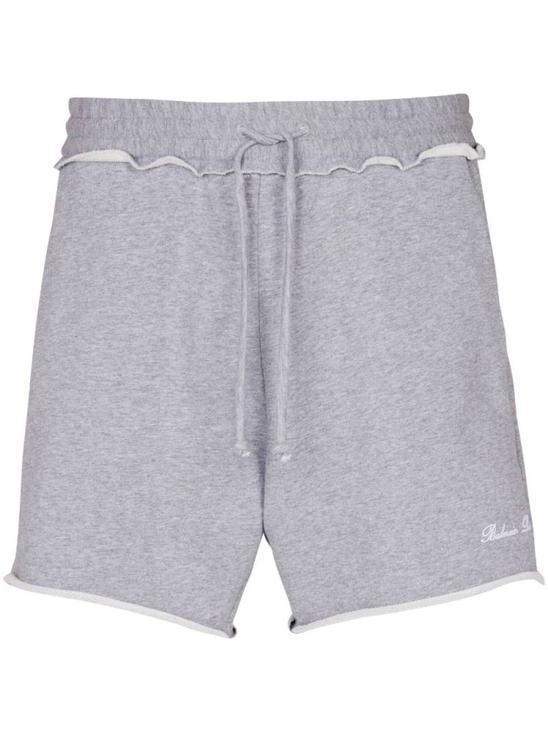 Balmain raw-edge cotton-jersey shorts - Grey von Balmain
