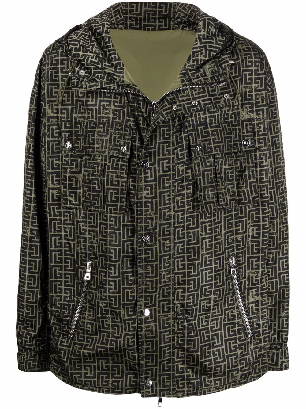 Balmain repeat-logo parka - Green von Balmain