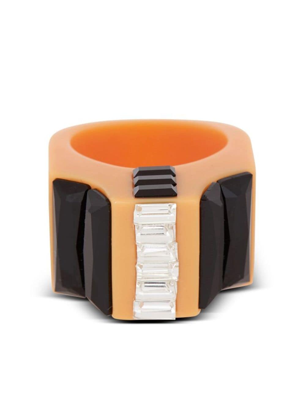 Balmain rhinestone-embellished flat-band ring - Orange von Balmain