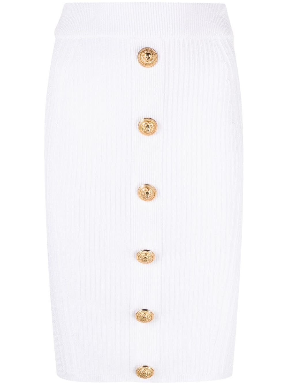 Balmain rib-knit pencil skirt - White von Balmain