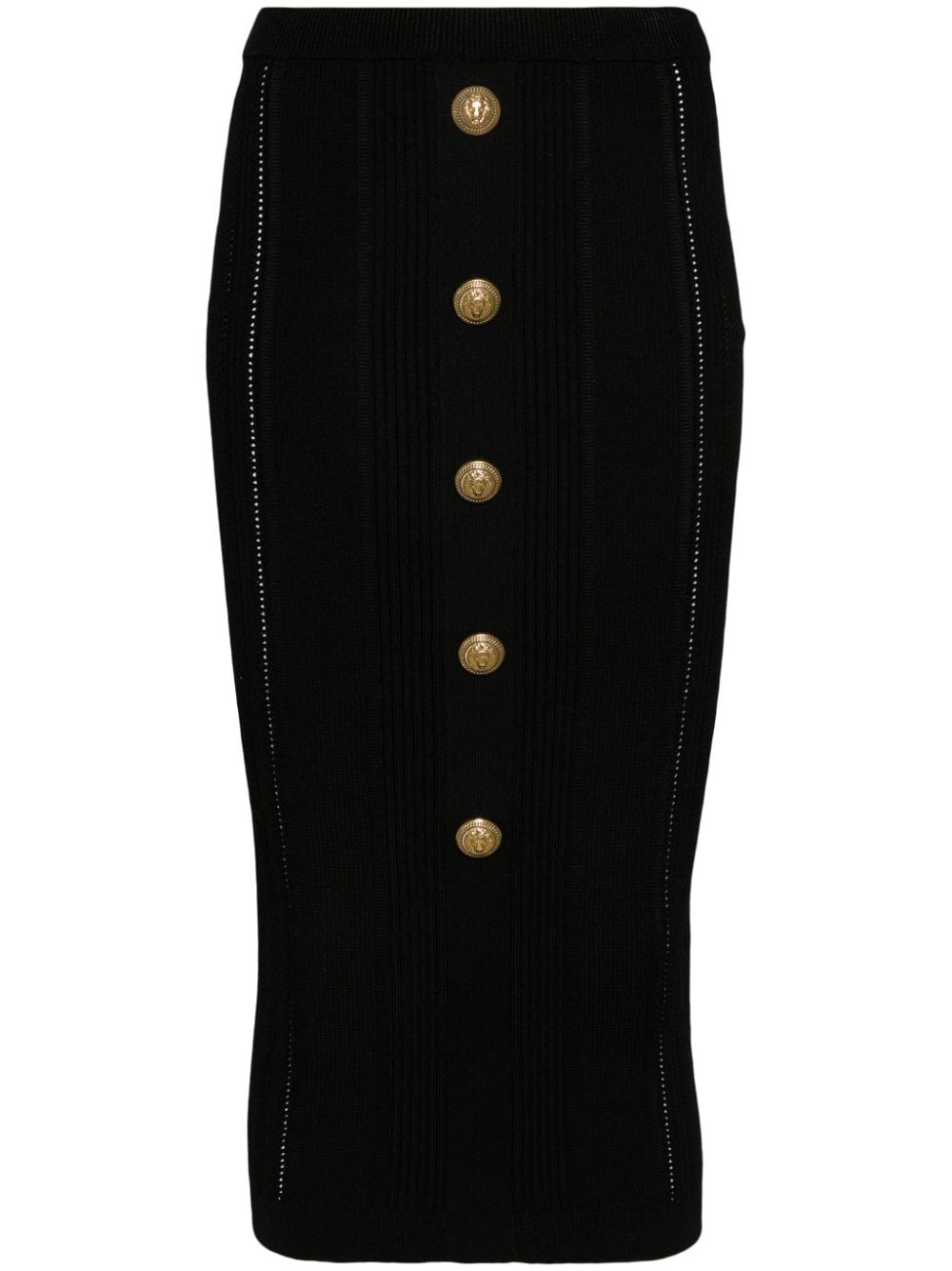 Balmain ribbed-knit midi skirt - Black von Balmain