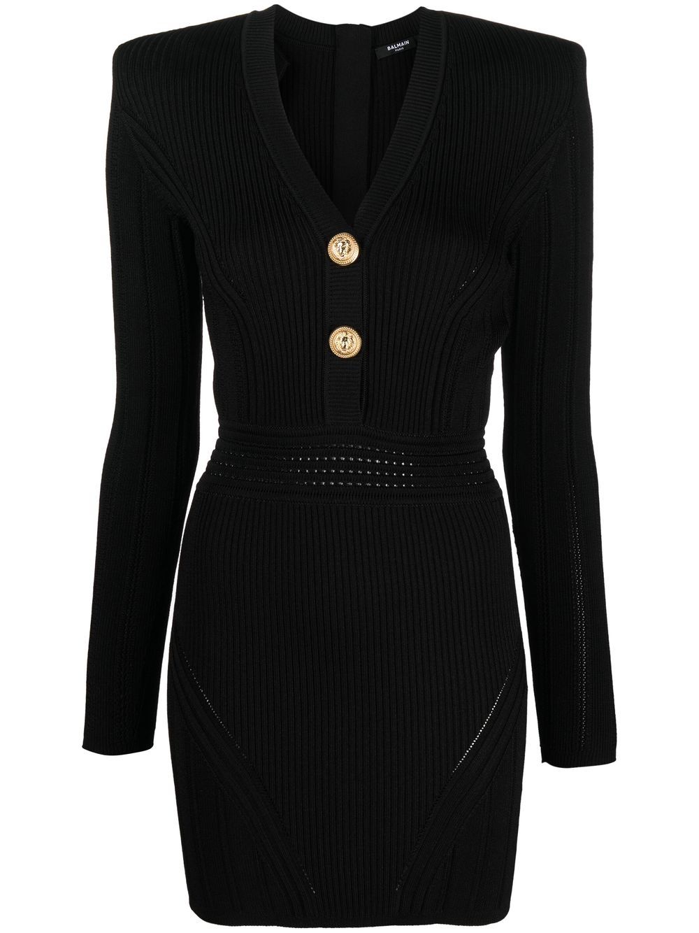 Balmain ribbed-knit mini dress - Black von Balmain