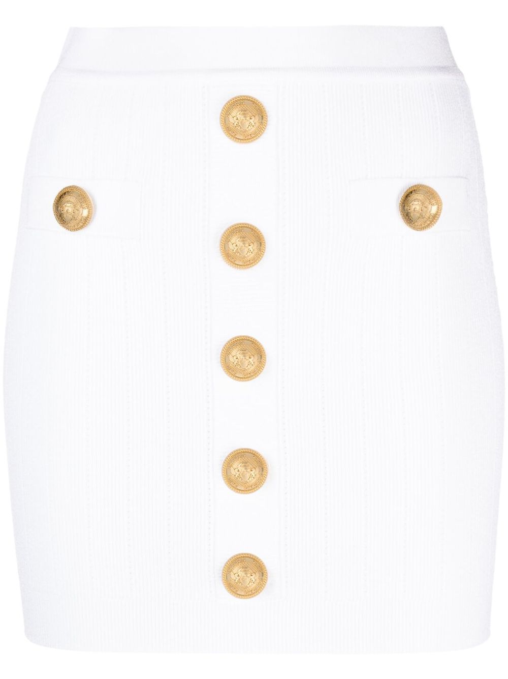 Balmain ribbed-knit mini skirt - White von Balmain