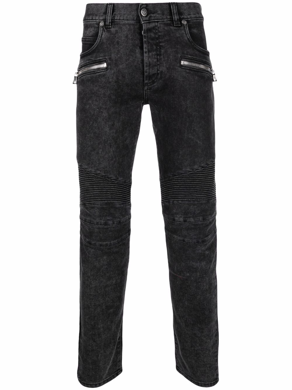 Balmain ribbed slim-cut bleached jeans - Black von Balmain