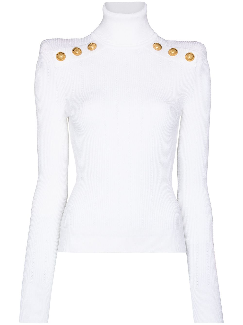 Balmain ribbed turtleneck jumper - White von Balmain