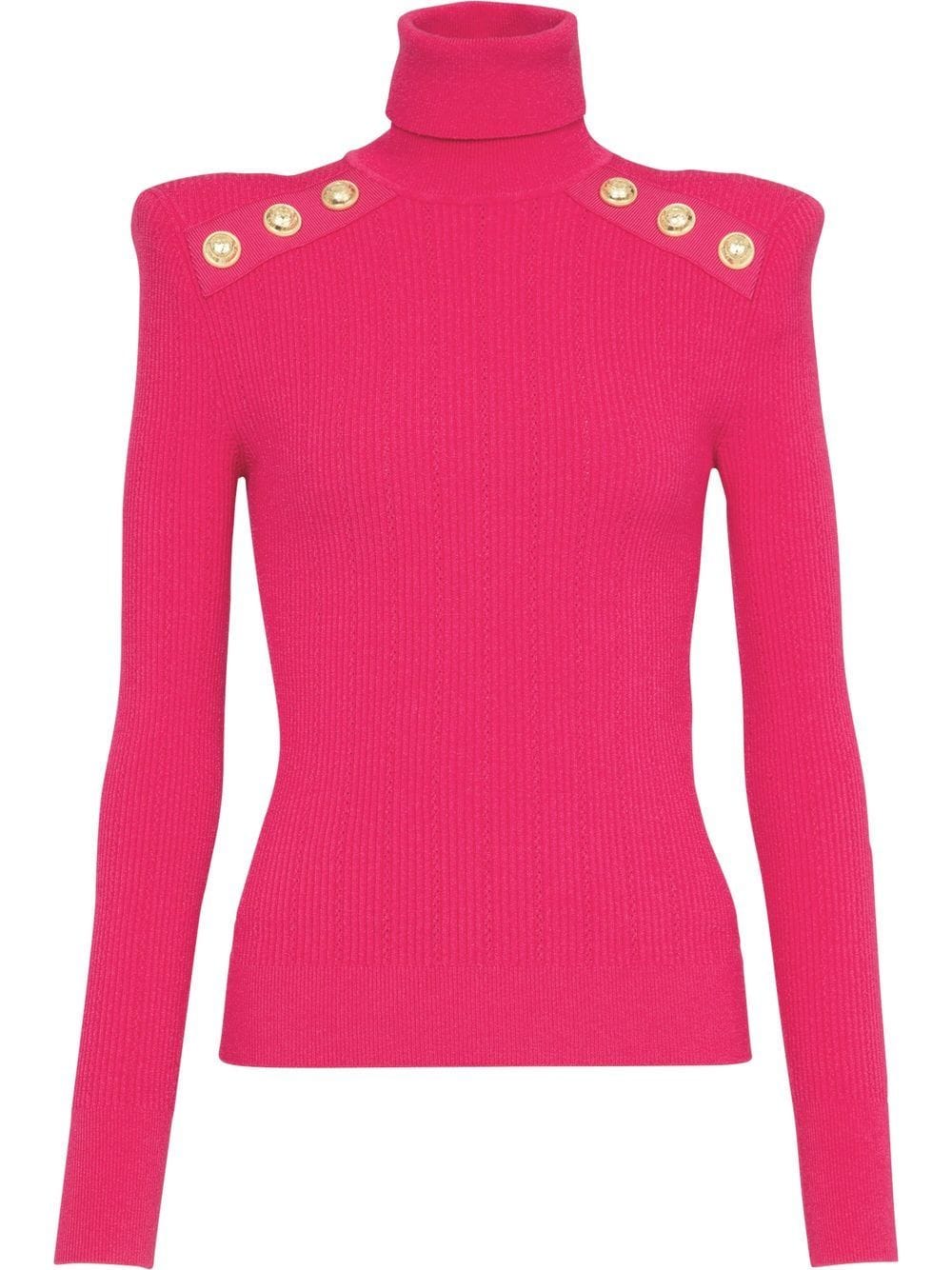 Balmain roll neck padded shoulder jumper - Pink von Balmain