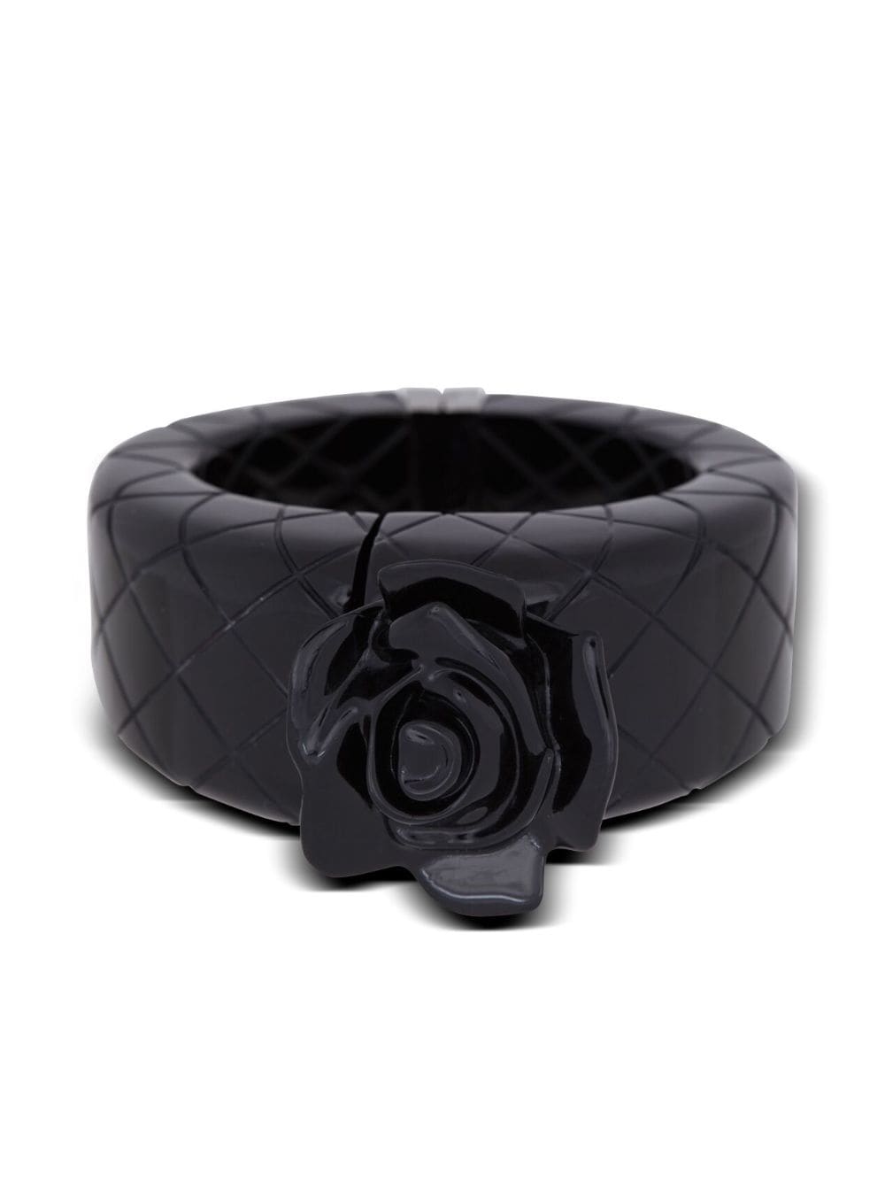 Balmain rose-appliqué engraved bracelet - Black von Balmain
