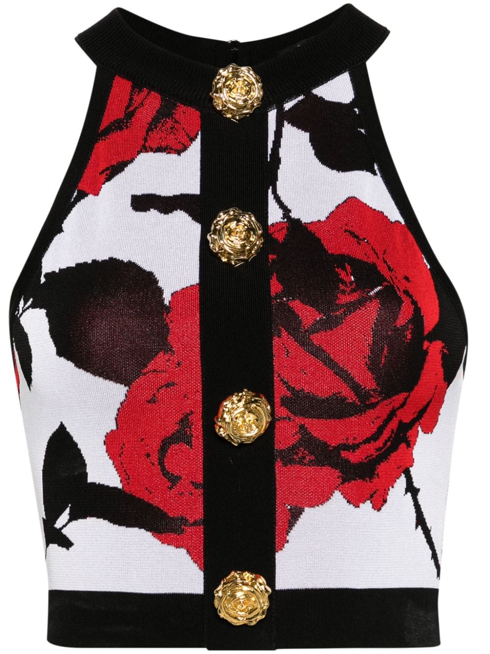 Balmain rose-jacquard crop top - Black von Balmain