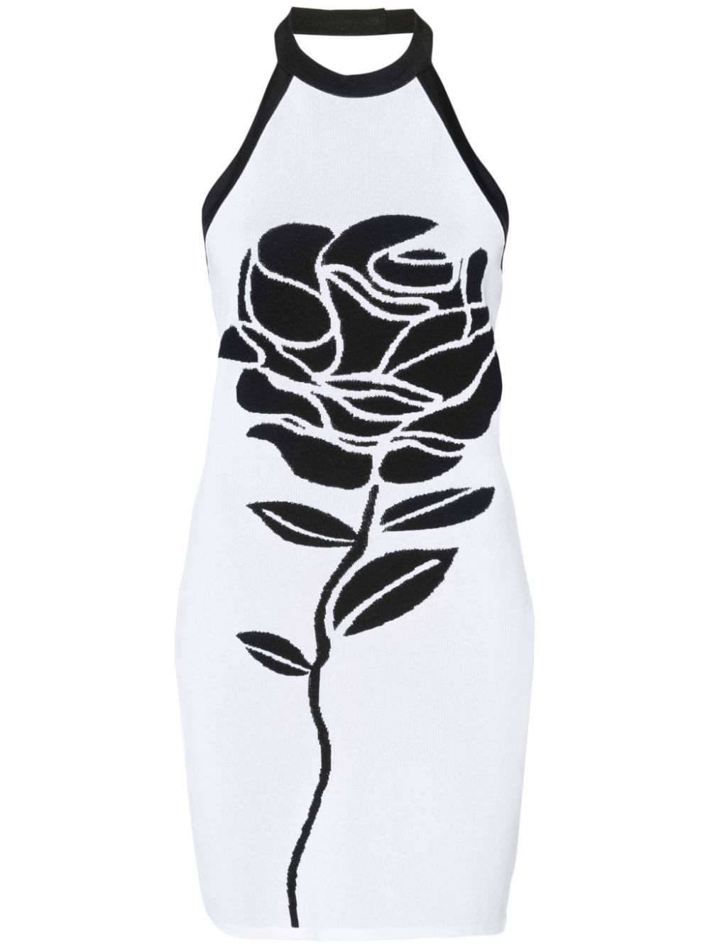 Balmain rose-intarsia halterneck minidress - Black von Balmain