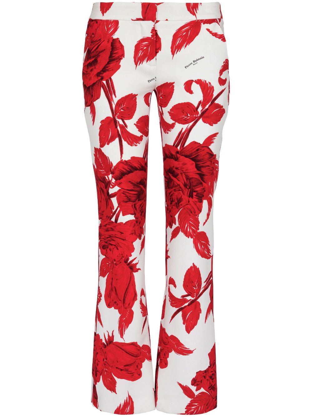 Balmain rose-print flared trousers von Balmain