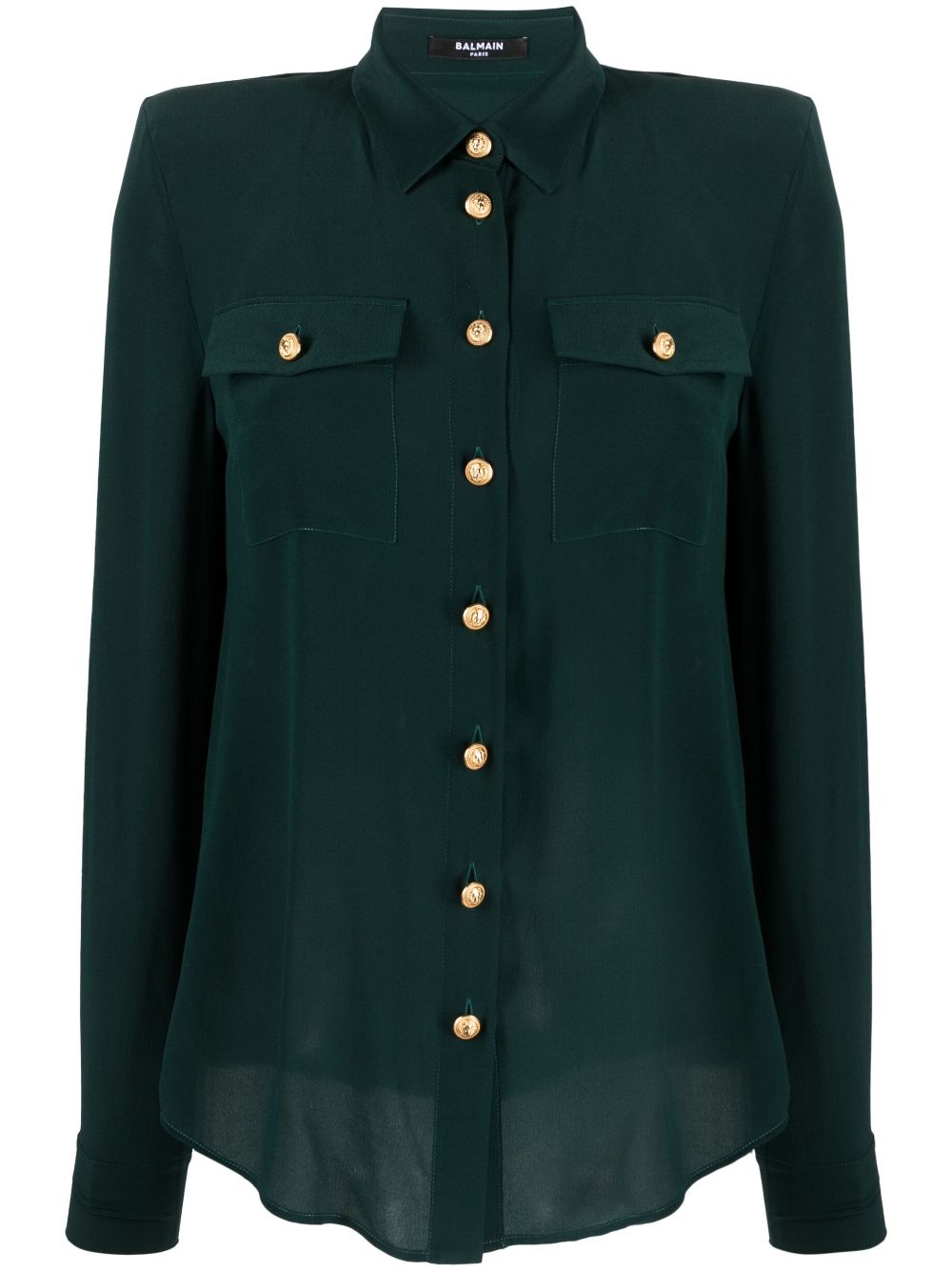 Balmain padded shoulders silk blouse - Green von Balmain