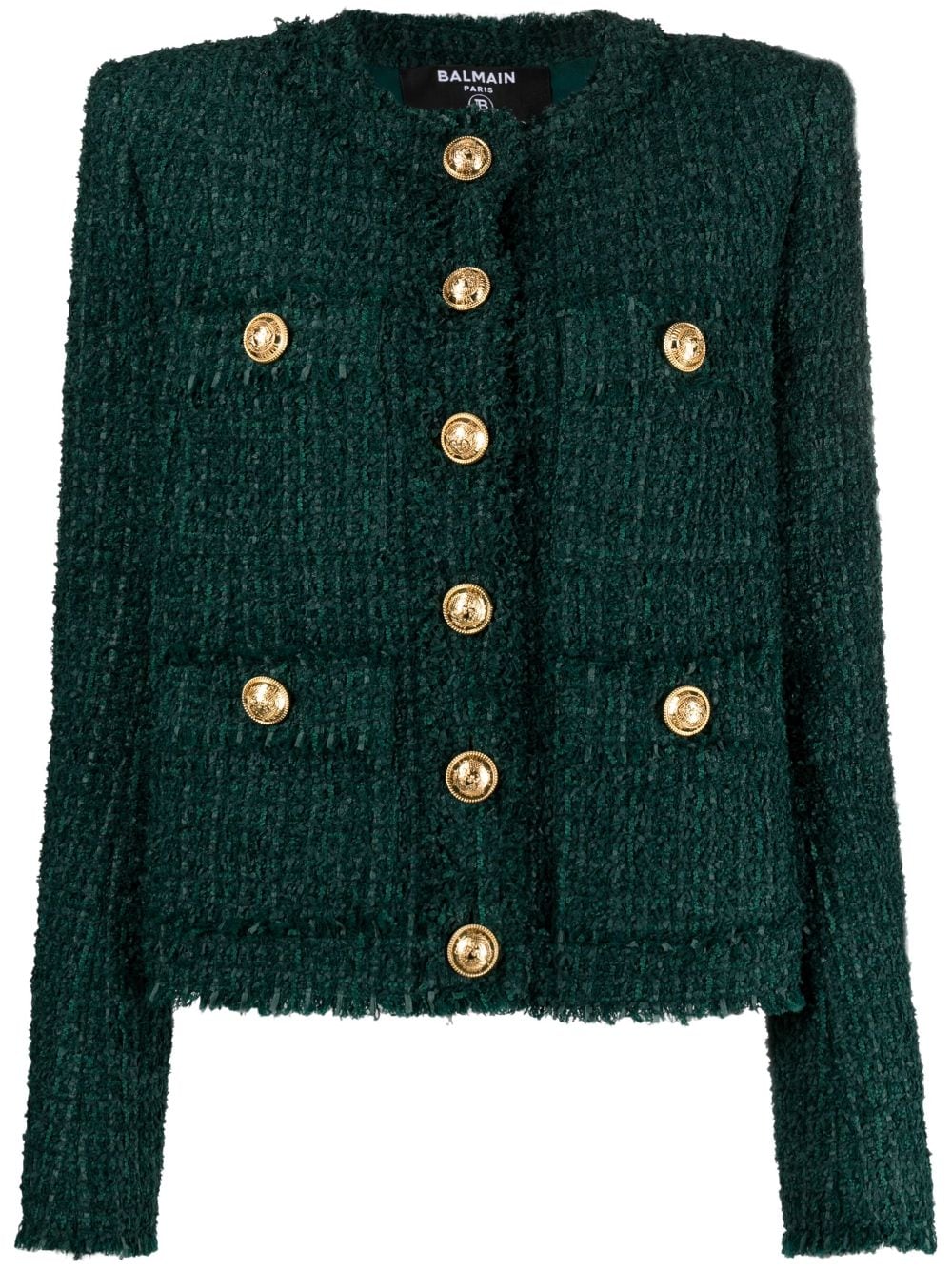 Balmain single-breasted tweed jacket - Green von Balmain