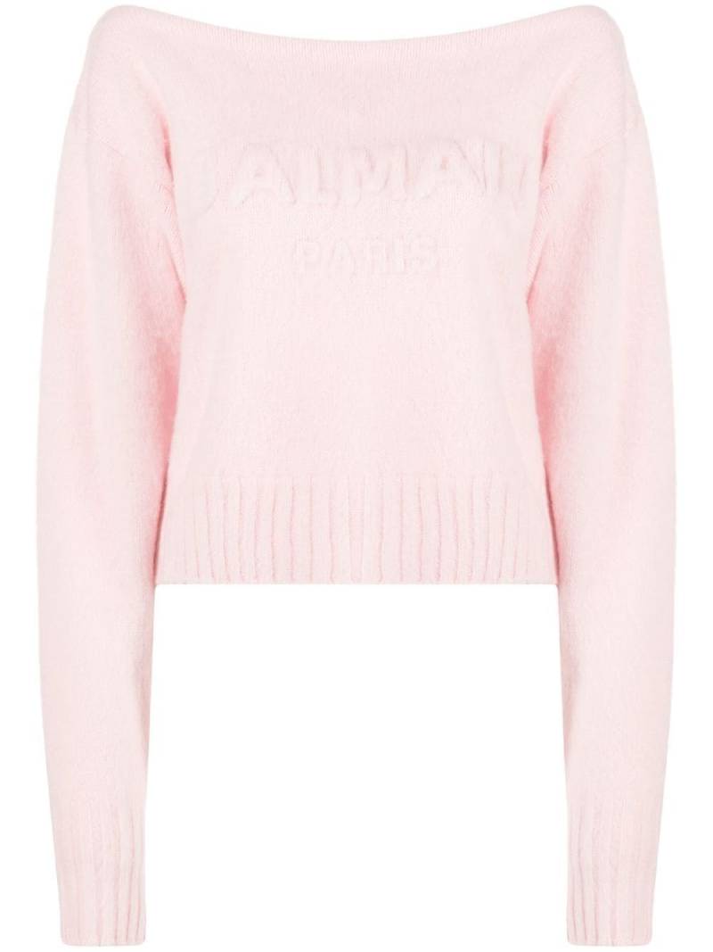 Balmain slash-neck long-sleeve jumper - Pink von Balmain