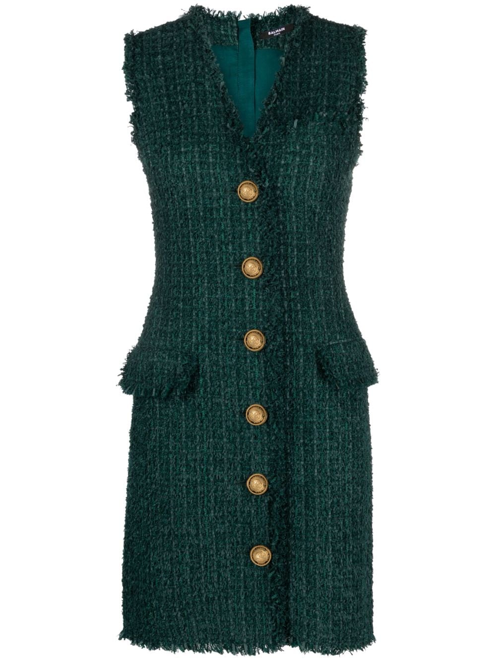 Balmain sleeveless bouclé minidress - Green von Balmain