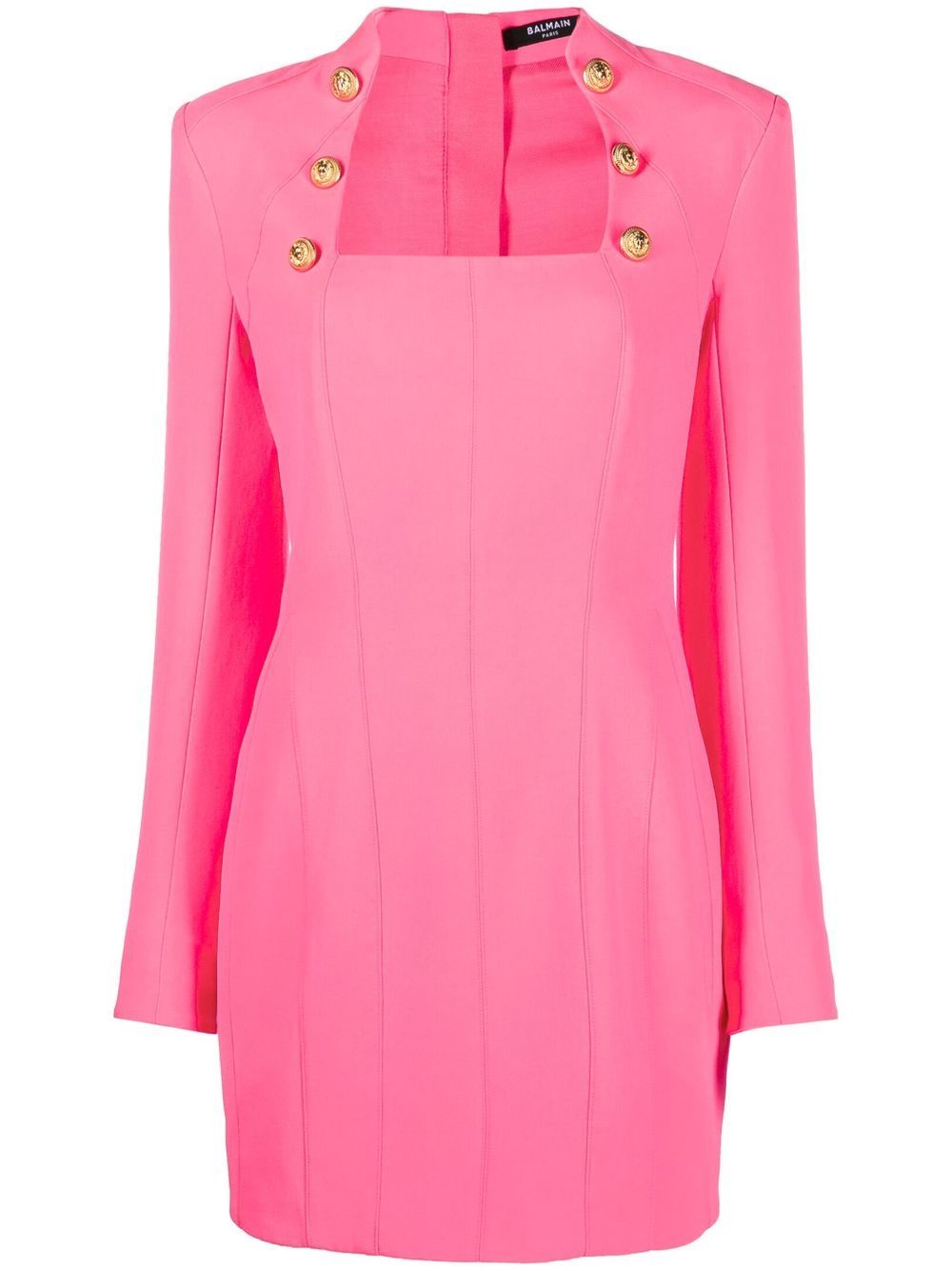 Balmain square-neck long-sleeve dress - Pink von Balmain