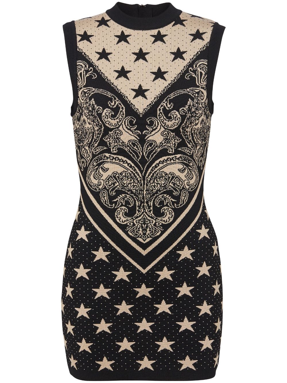 Balmain star-motif intarsia knitted minidress - Black von Balmain