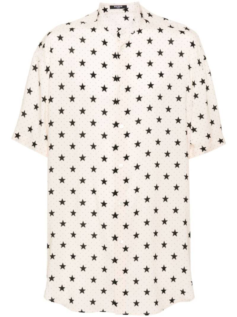 Balmain star-print collarless shirt - Neutrals von Balmain