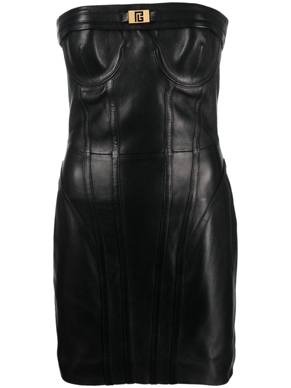 Balmain strapless leather minidress - Black von Balmain