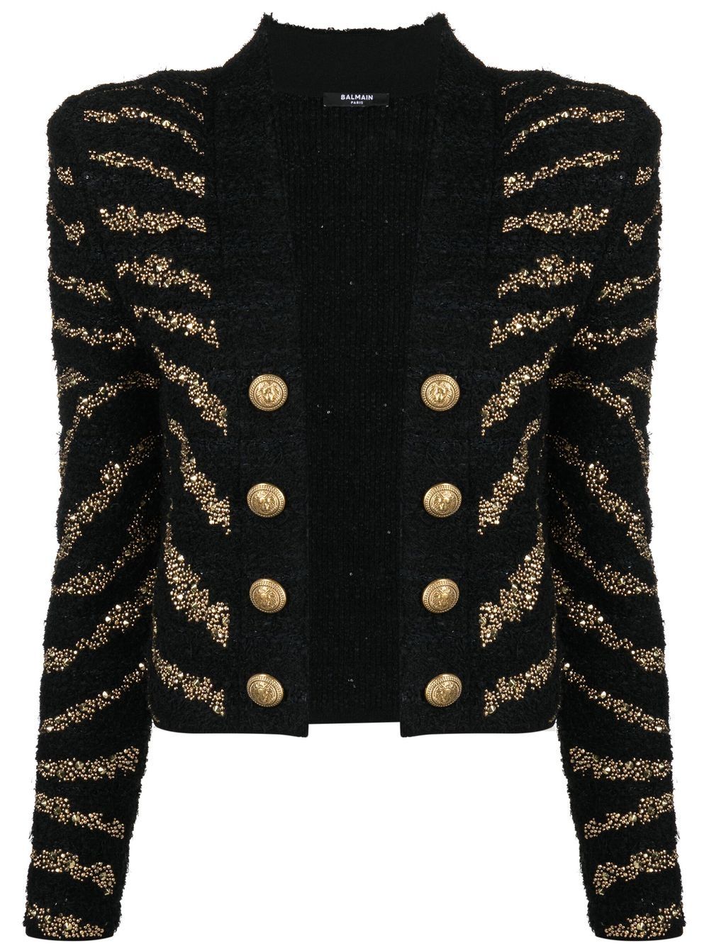 Balmain striped cardigan coat - Black von Balmain