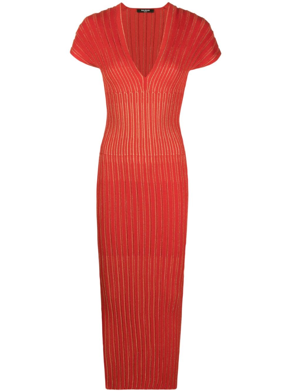 Balmain striped knitted maxi dress - Red von Balmain