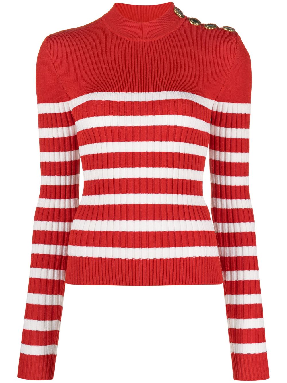 Balmain striped roll-neck jumper - Red von Balmain