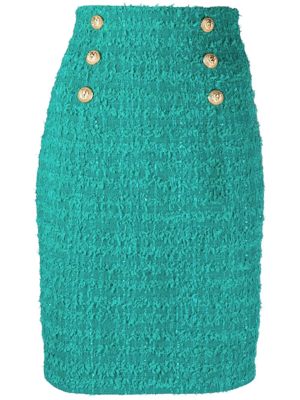 Balmain tweed double-breasted pencil skirt - Green von Balmain