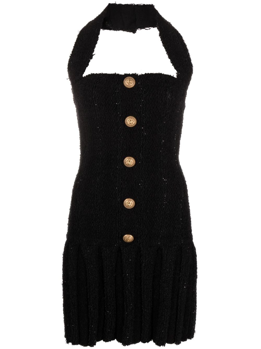 Balmain tweed halterneck mini dress - Black von Balmain