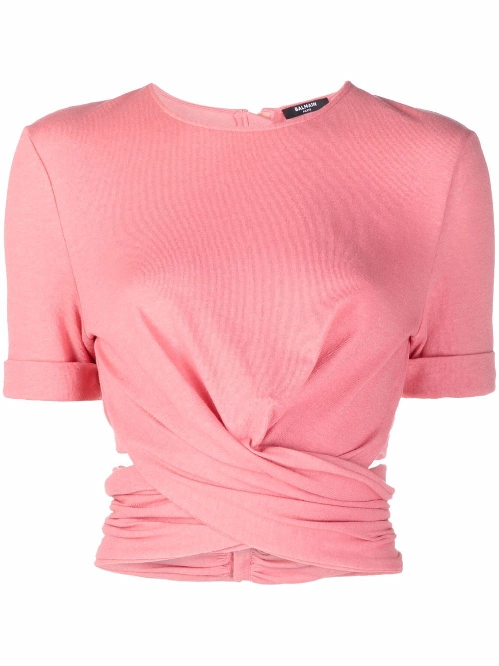 Balmain twist-detail cropped T-shirt - Pink von Balmain