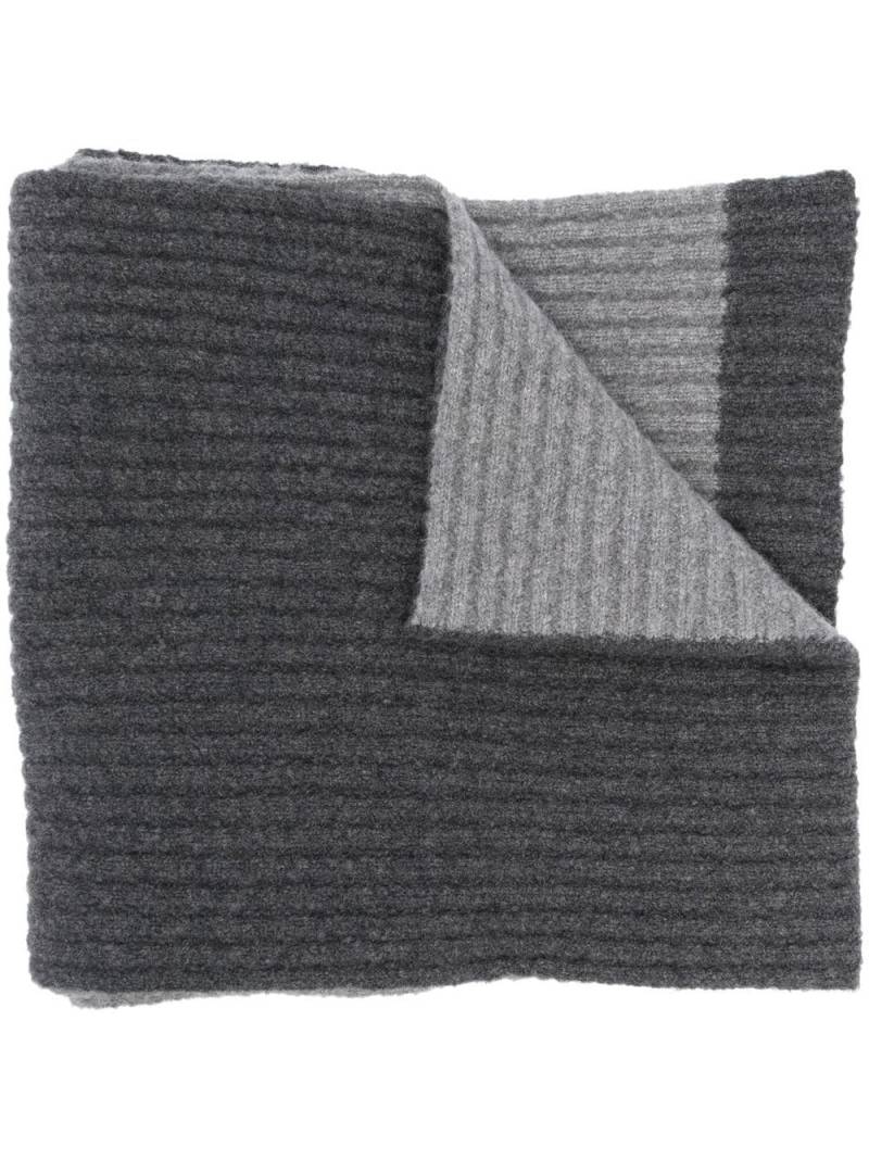 Balmain two-tone ribbed knit scarf - Grey von Balmain