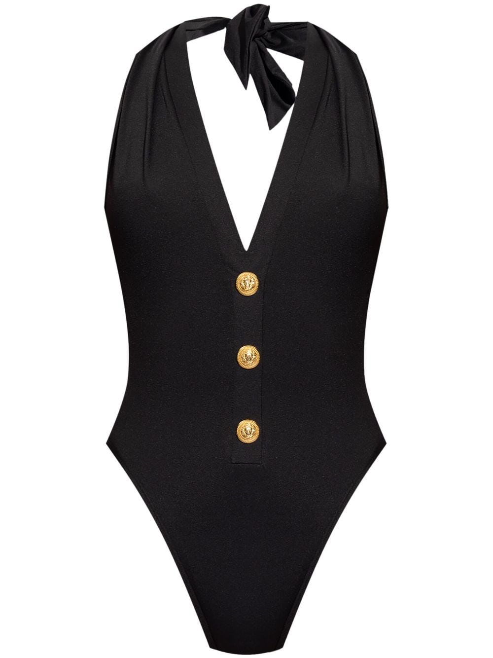 Balmain v-neck button detail swimsuit - Black von Balmain