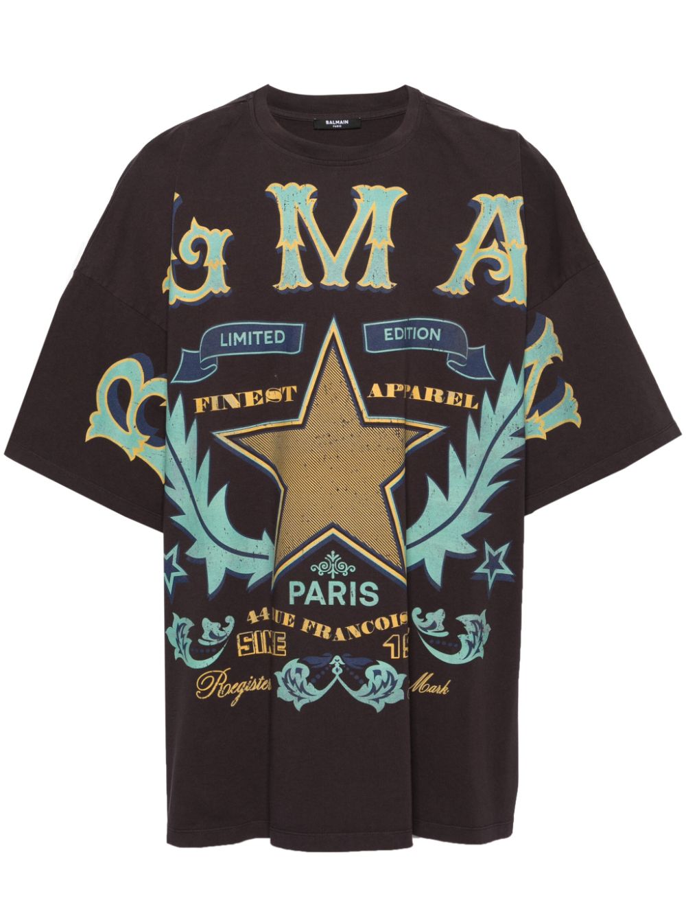 Balmain western-style print cotton Tshirt - Grey von Balmain