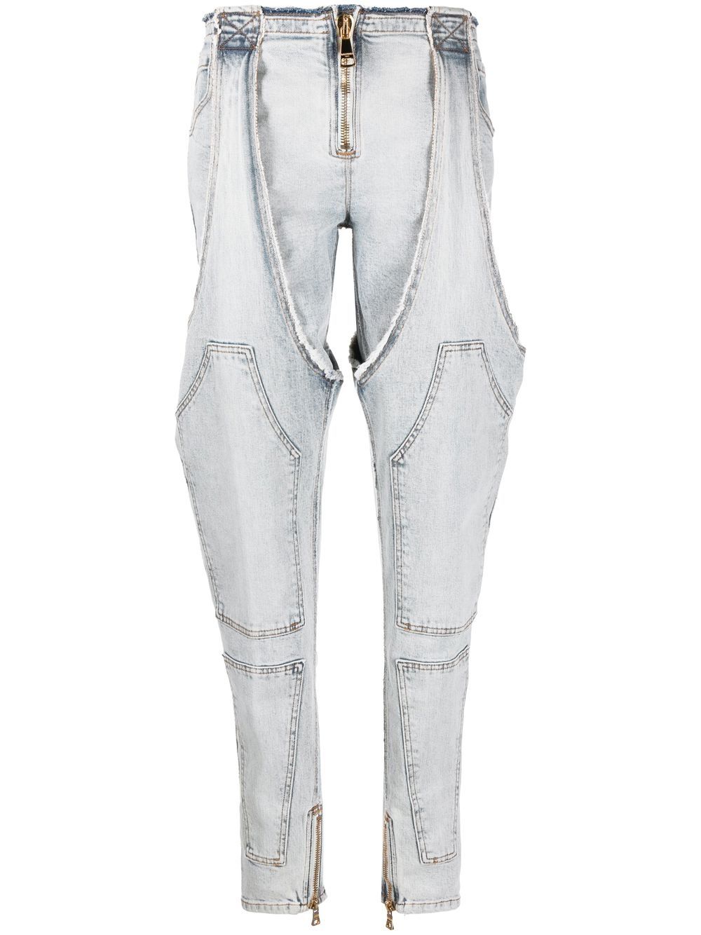 Balmain zip-detail layered jeans - Blue von Balmain
