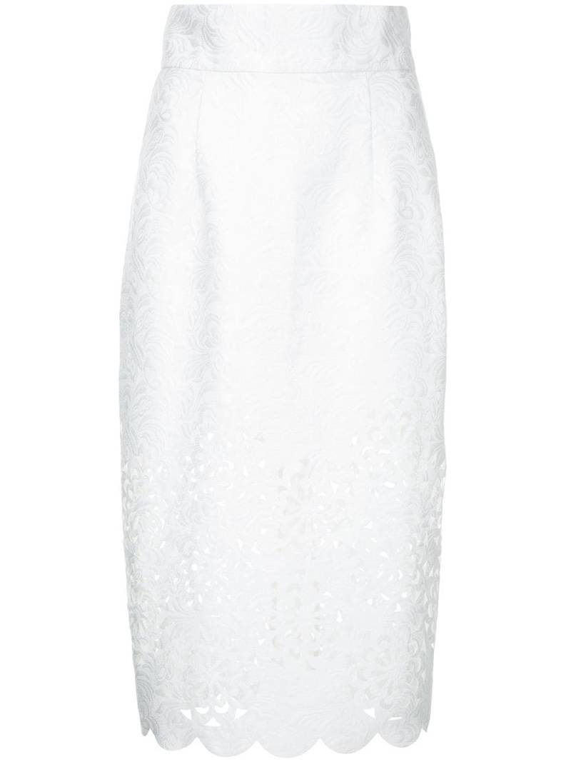 Bambah cut out detail scalloped pencil skirt - White von Bambah