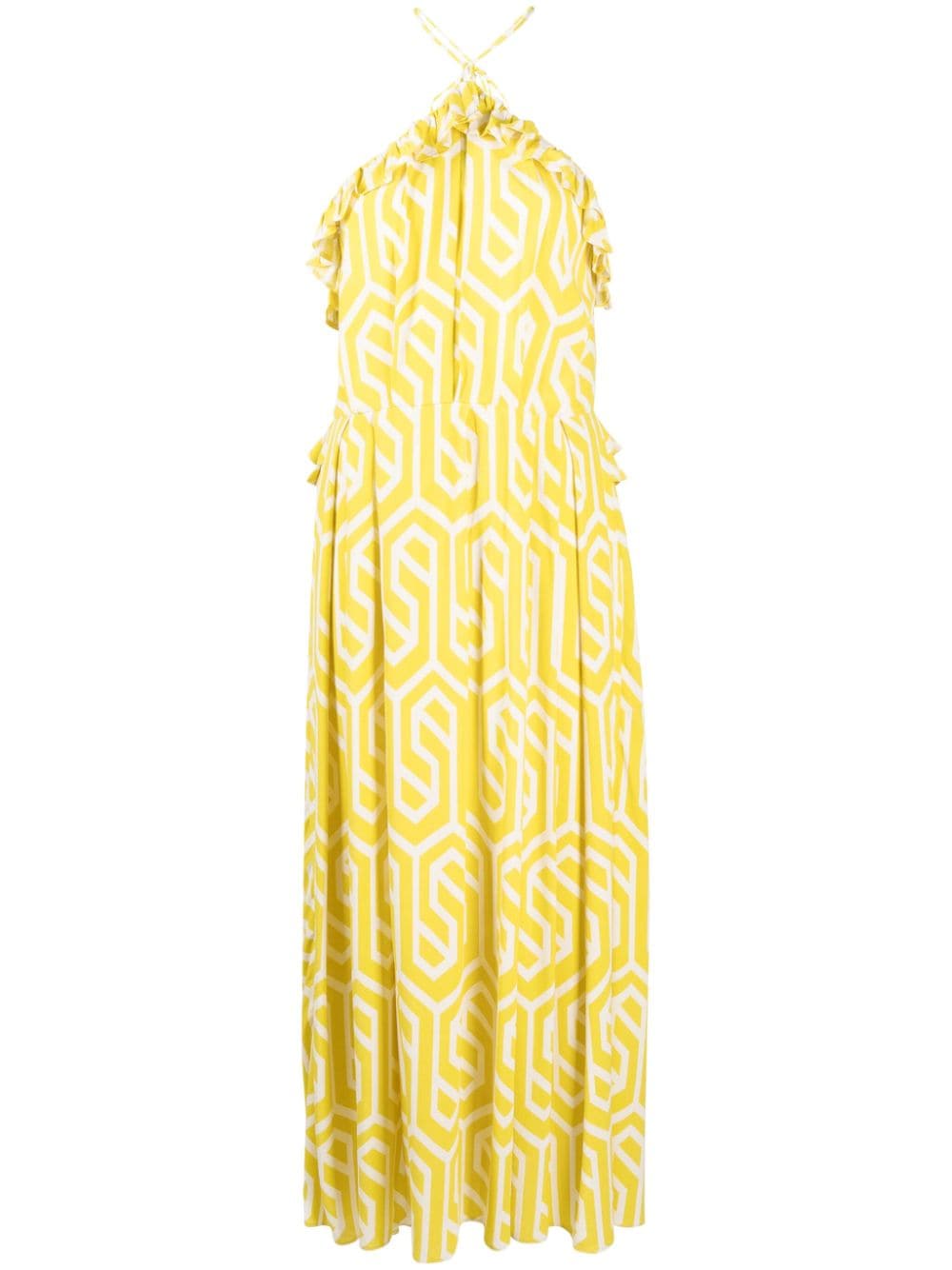 Bambah geometric-print ruffled dress - Yellow von Bambah