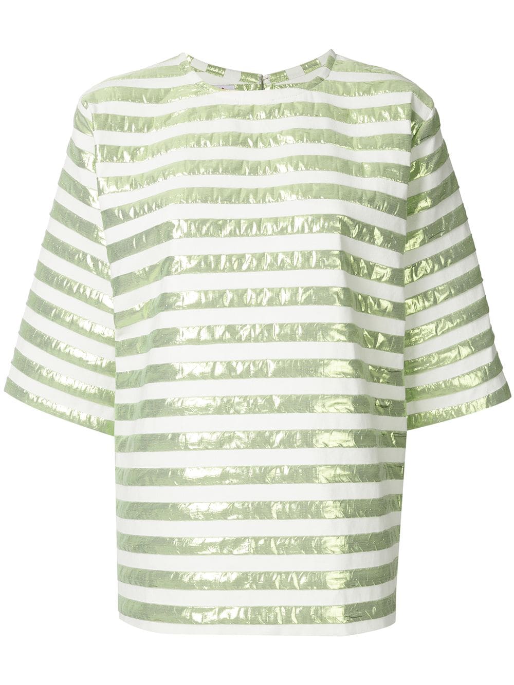 Bambah short-sleeved striped square top - Green von Bambah