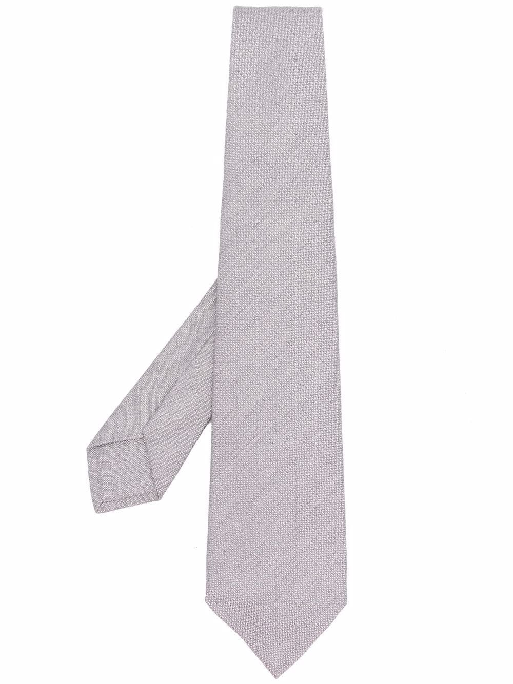 Barba block-colour silk tie - Grey von Barba