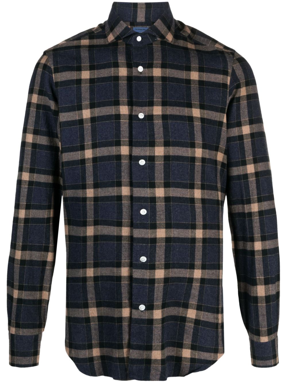 Barba checked long-sleeve cotton shirt - Brown von Barba