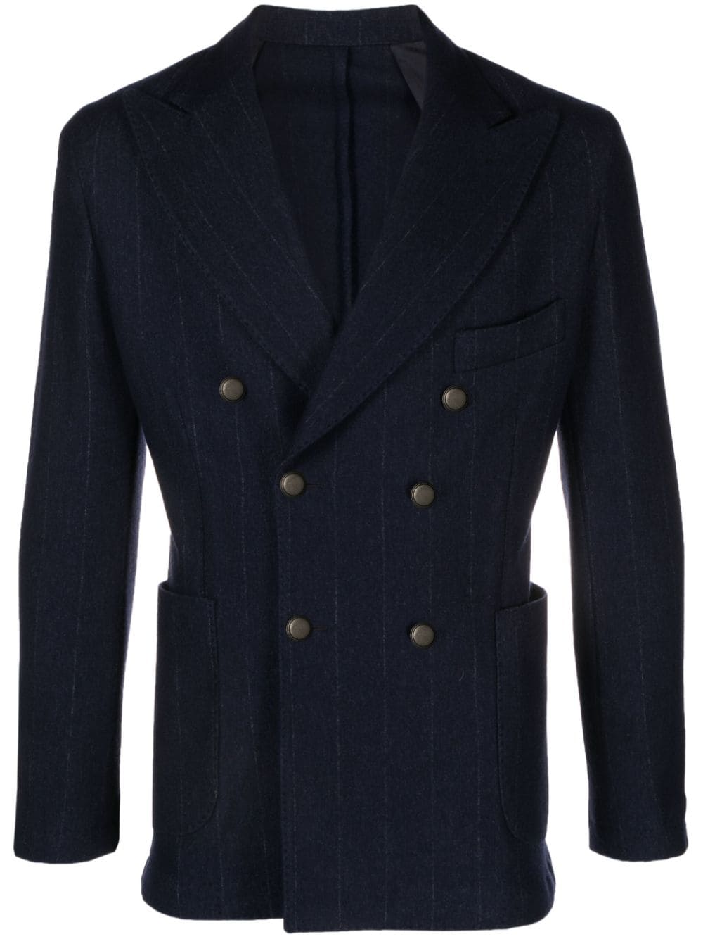 Barba double-breasted striped blazer - Blue von Barba