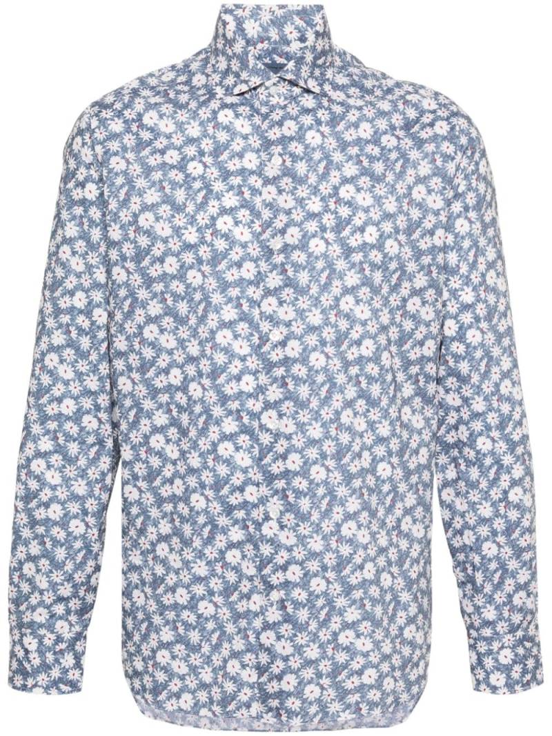 Barba floral-print cotton shirt - Blue von Barba