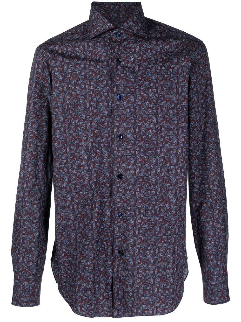 Barba geometric-print shirt - Blue von Barba