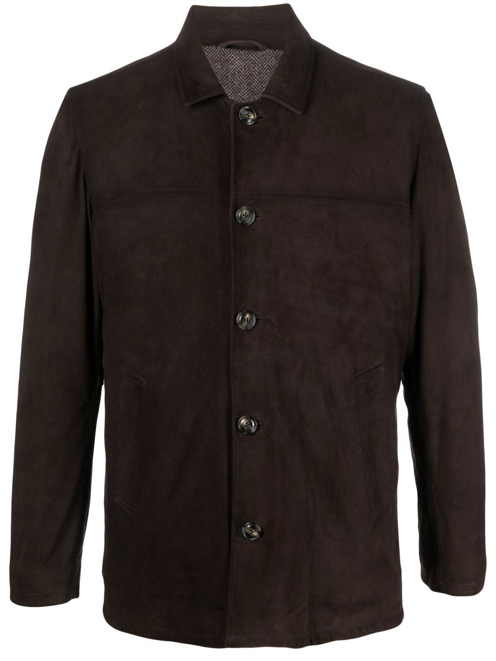 Barba leather button-up jacket - Brown von Barba