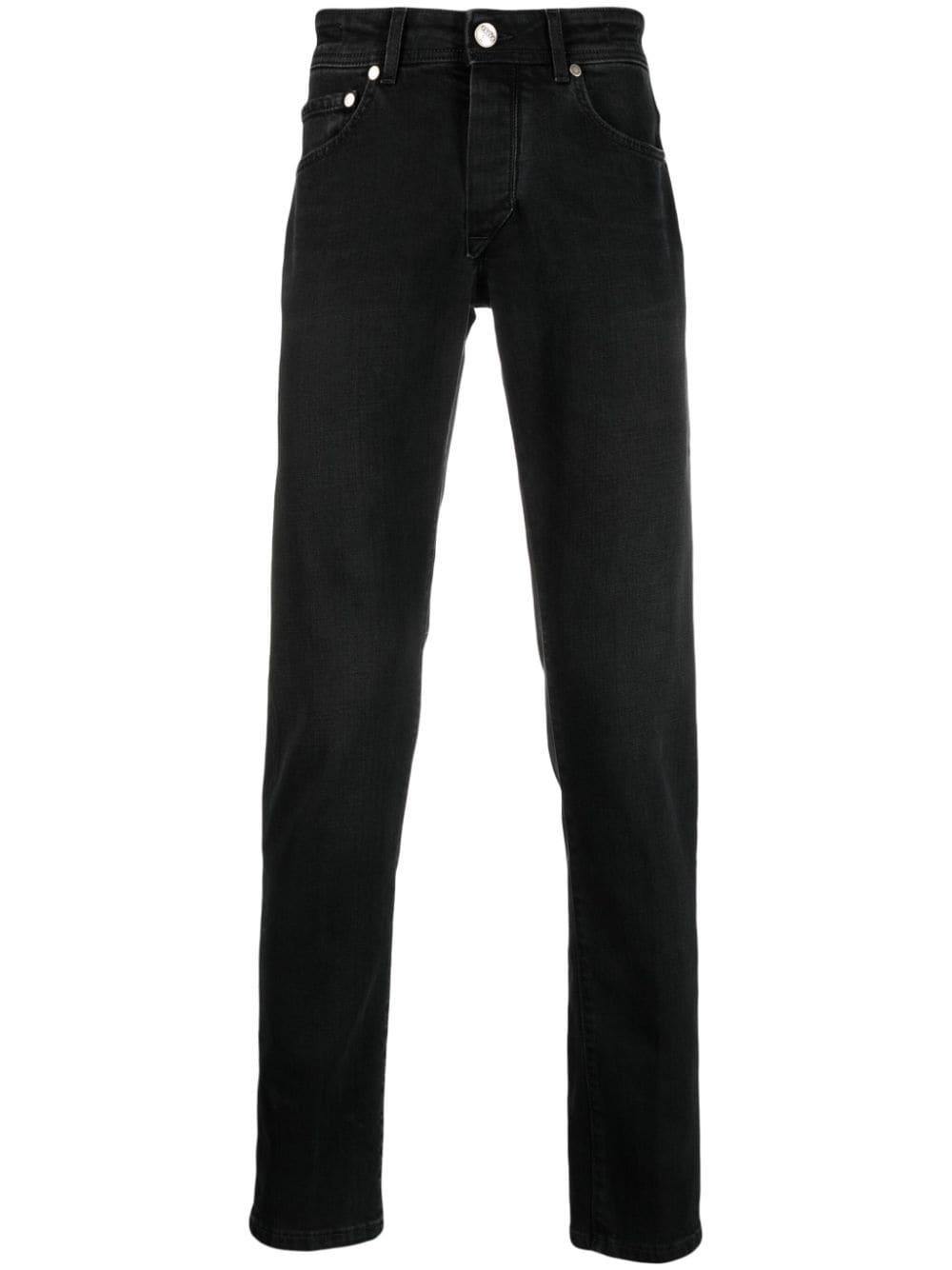 Barba logo-patch cotton-blend slim jeans - Black von Barba