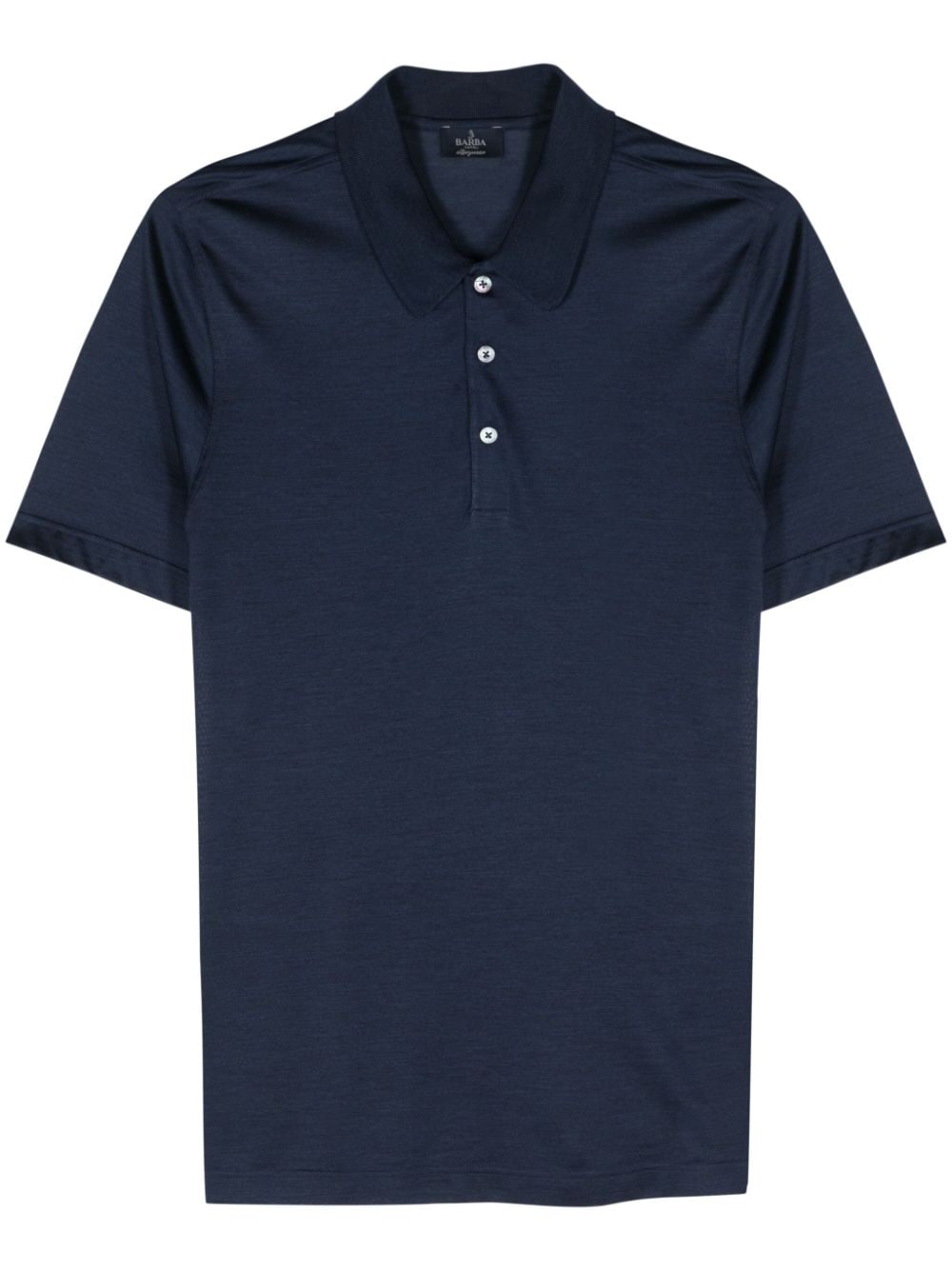 Barba mélange silk polo shirt - Blue von Barba