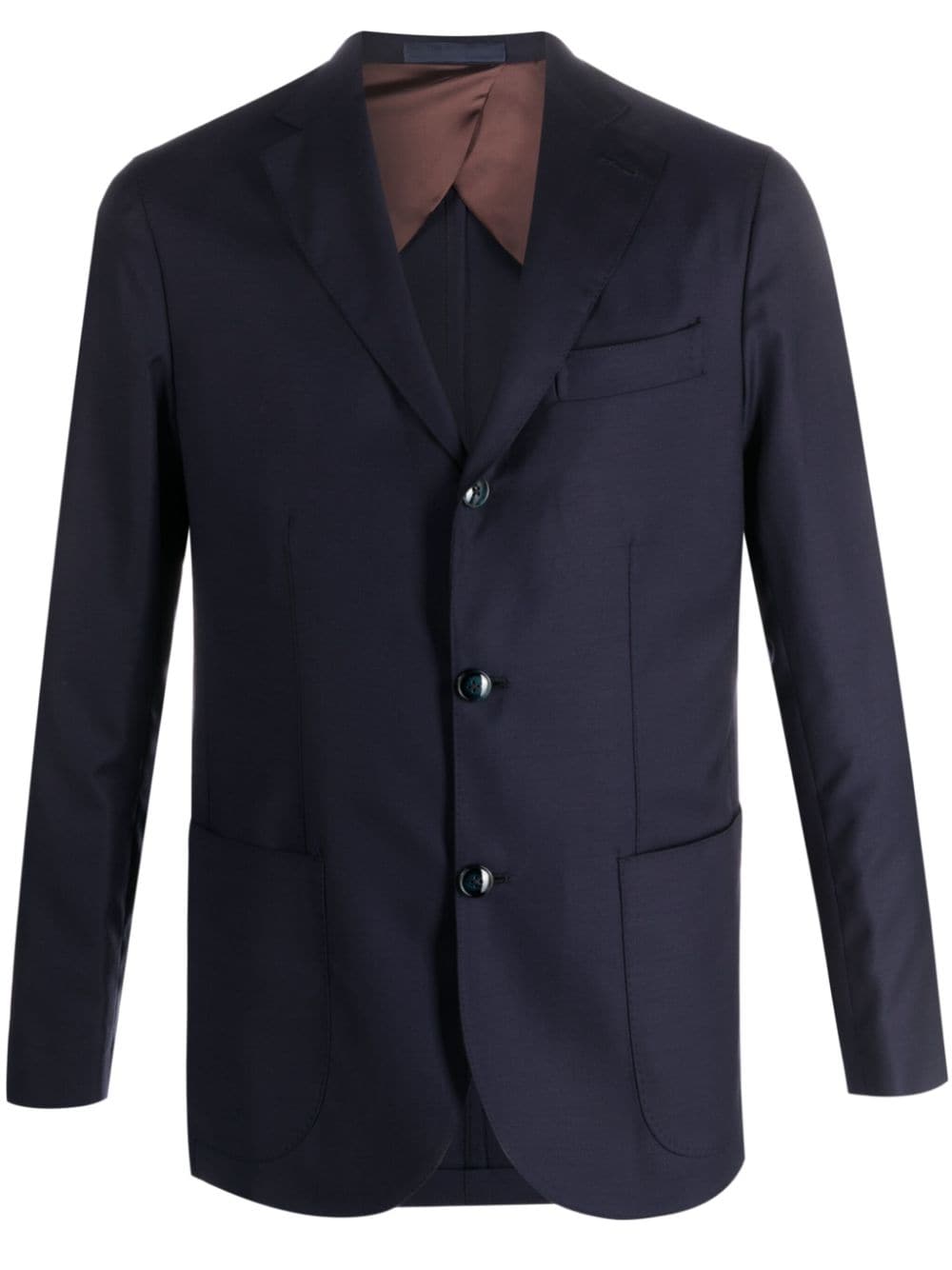 Barba notched-lapel virgin wool blazer - Blue von Barba