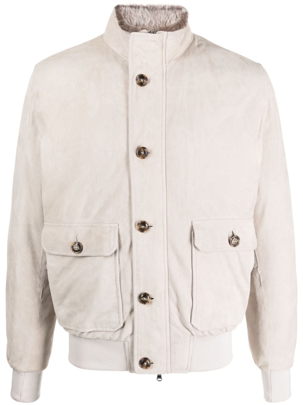 Barba spread-collar suede shirt jacket - Grey von Barba