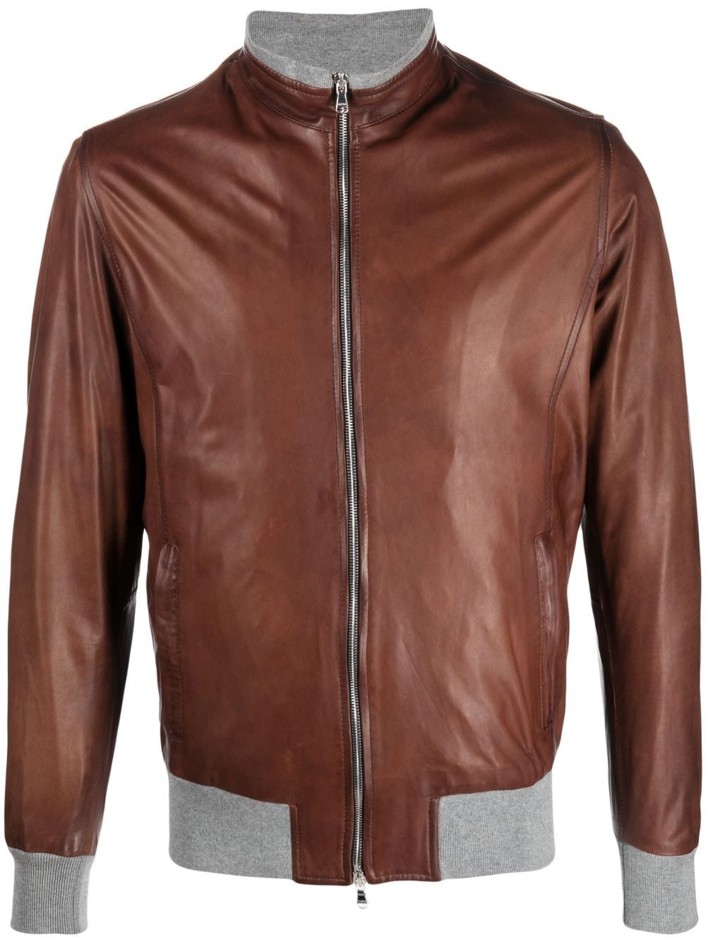 Barba zipped-up fastening leather jacket - Brown von Barba