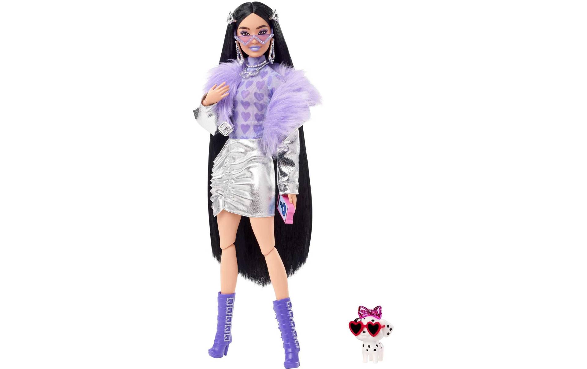 Barbie Anziehpuppe »Barbie Extra Puppe mit lila Flausch-Kragen« von Barbie