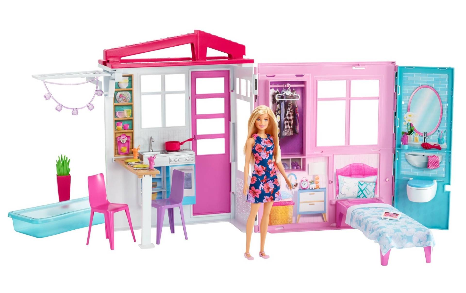 Barbie Puppen Spielcenter »Ferienhaus mit Möbeln« von Barbie