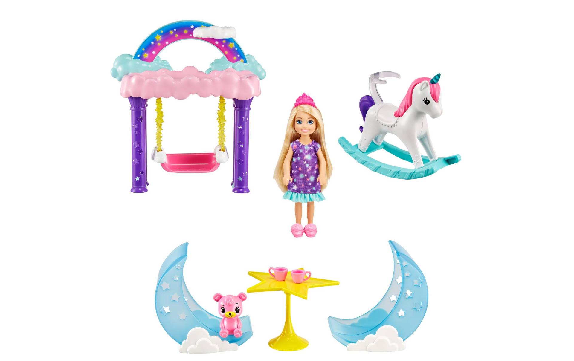 Barbie Spielfigur »Spielset Dreamtopia Chelsea Regenbogen-Schaukel«, (Set) von Barbie