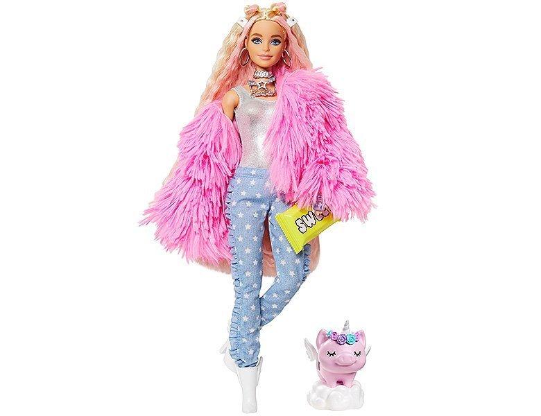 Extra Puppe Mit Flauschiger Rosa Jacke Blond Unisex Multicolor ONE SIZE von Barbie